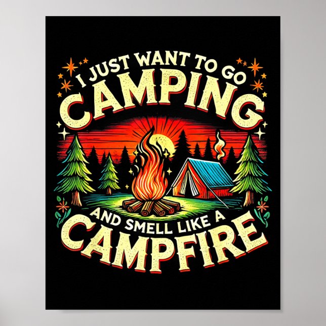Poster Camper Funny Cute Camng Glamng Campfire Quote Camp (Frente)