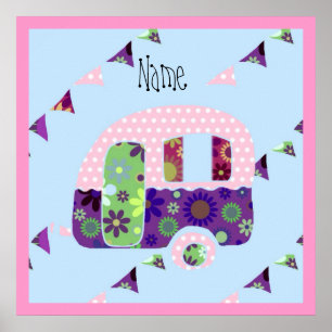 Póster Camper vintage caravana shabbychic