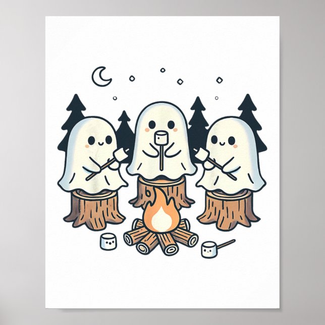 Poster Campfire Ghost Spooky Marshmallow Halloween Bonfir (Frente)