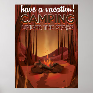 Póster Campfire na floresta.