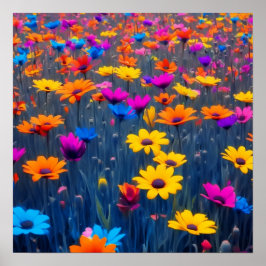 Poster Campo Colorido De Flores