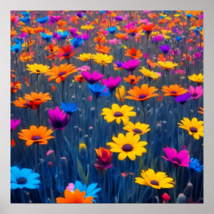 Poster Campo Colorido De Flores