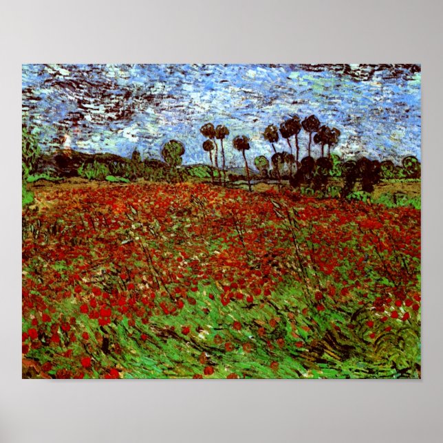 Póster Campo com Poppies Van Gogh de Belas Artes (Frente)