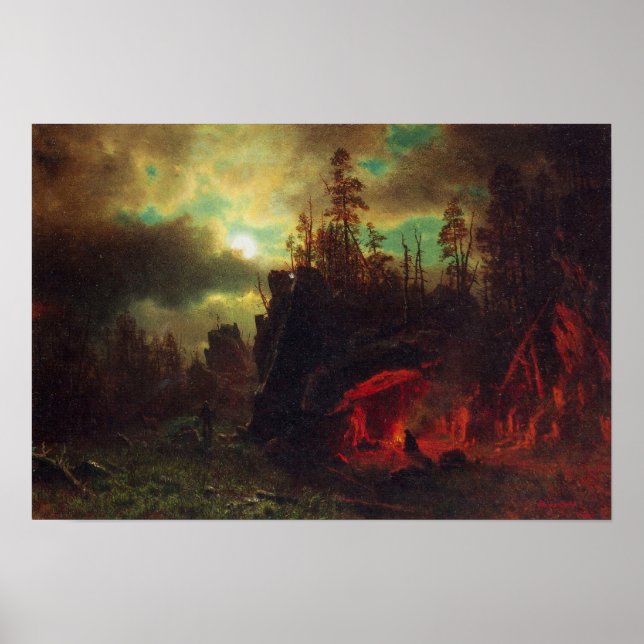 Póster Campo de Albert Bierstadt-Trapper (Frente)