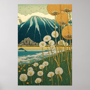 Poster Campo de Arte Japonesa de Dandelions