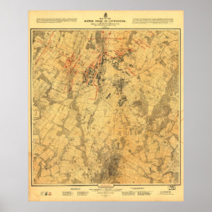 Póster Campo de batalha de Gettysburg por John Bachelder