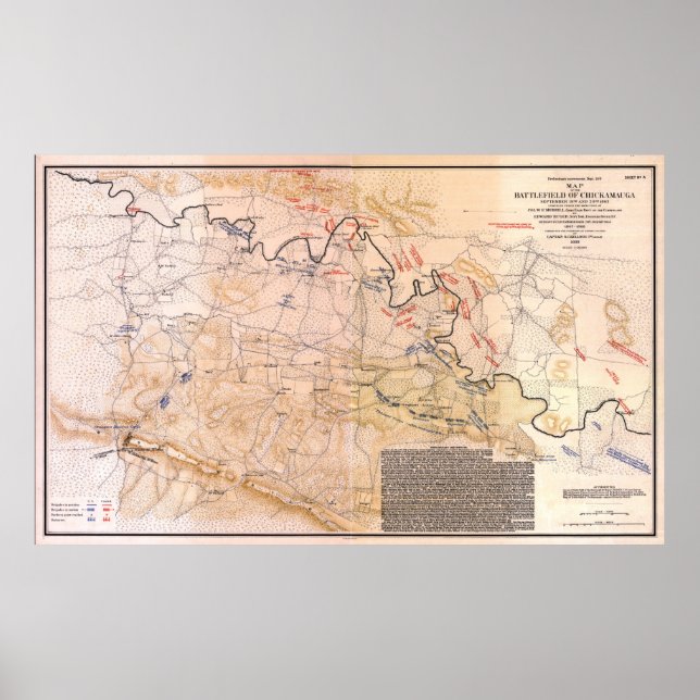 Póster Campo de batalha do Mapa Civil de Chickamauga (186 (Frente)