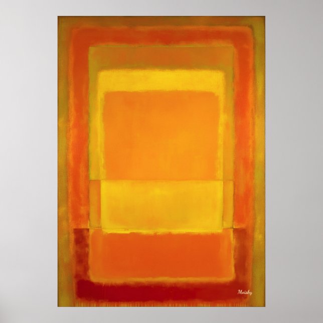 Poster Campo de Cor Abstrata Moderno Arte Âmbar Dourado (Frente)