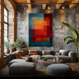 Poster Campo de Cor Abstrato Moderno Aurora Esmeralda Par