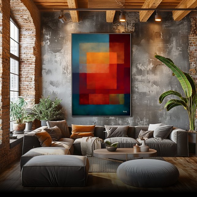 Poster Campo de Cor Abstrato Moderno Aurora Esmeralda Par (Criador carregado)