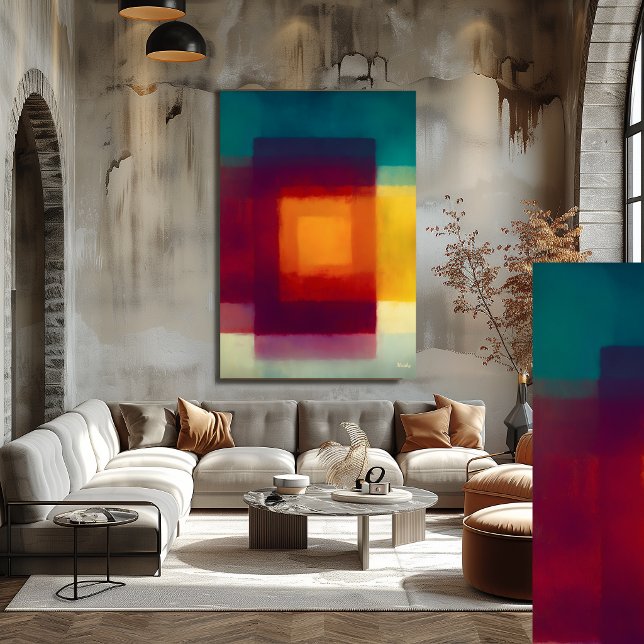 Poster Campo de Cor Âmbar Carmesim Arte Abstrata Moderna  (Criador carregado)
