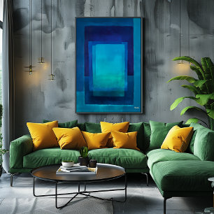 Poster Campo de Cor Azul Profunda Arte Moderna Abstrata