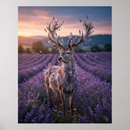 Poster Campo de Crepúsculo do Veado Lavanda