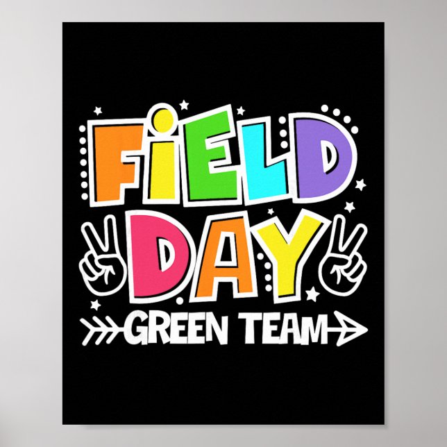 Poster Campo de Dia Equipe Verde Divertido Para Professor (Frente)