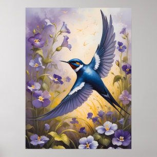 Poster Campo de Engorda Voadora de Flores Violetas