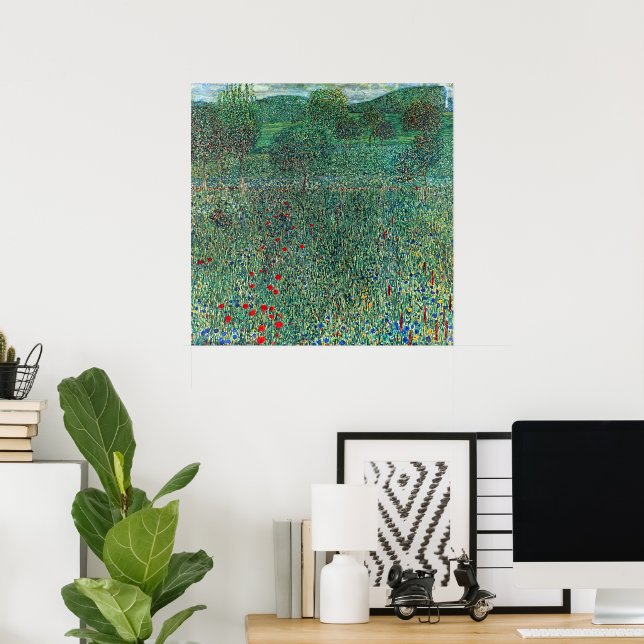 Poster Campo de Flor em Litzlberg Klimt, Paisagem de Vint (Escritório em casa)