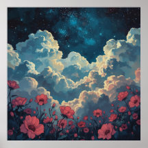 Campo de flores com nuvem