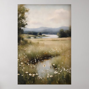 Poster Campo de Flores Silvestres de Primavera Pintura Di