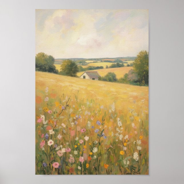 Poster Campo de Flores Silvestres na Primavera Arte de Fa (Frente)