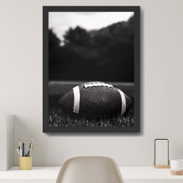 Poster Campo de Futebol Preto Monocromático Vintage