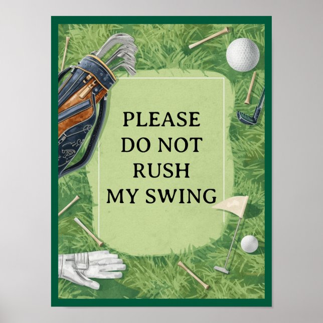 Poster Campo de golfe com seu próprio texto no verde para (Frente)