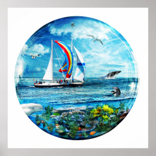 Póster Campo de jogos azul grande das naturezas da bolha