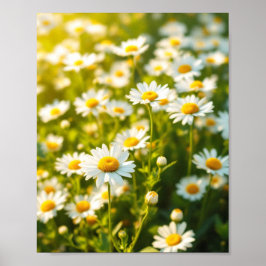Poster Campo de Margaridas Luz Solar Flores Alegres Prima