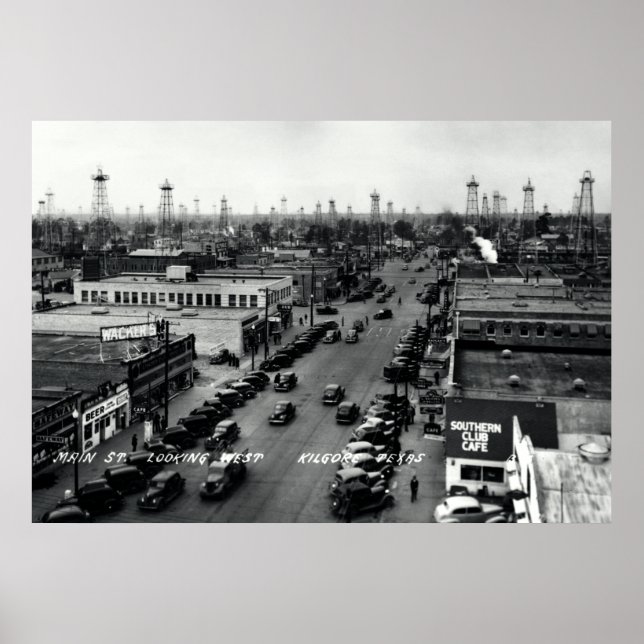 Poster CAMPO DE ÓLEO DE KILGORE TEXAS c. 1938 (Frente)