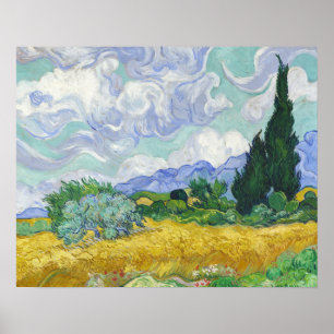 Poster Campo de Trigo com Ciprestes de Van Gogh Arte