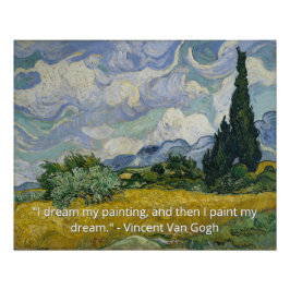 Póster Campo de Trigo com Ciprestes de Van Gogh Citação d