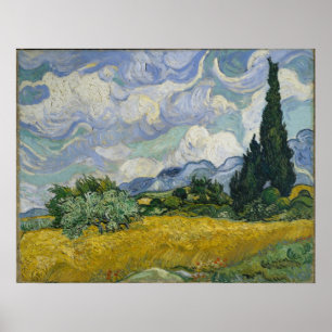 Póster Campo de trigo com ciprestes por Vincent van Gogh