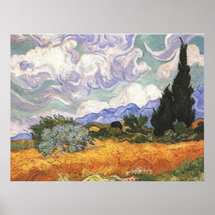 Póster Campo de trigo com ciprestes, Vincent Van Gogh