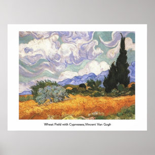 Póster Campo de trigo com ciprestes, Vincent Van Gogh