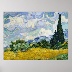 Poster Campo de trigo de Vincent Van Gogh com ciprestes