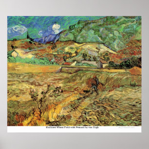 Póster Campo de trigo fechado com camponês por van Gogh