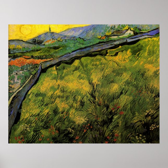 Póster Campo de trigo Primavera, nascer do sol por Vincen (Frente)