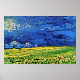 Póster Campo de trigo sob céu nublado por Vincent van Gog
