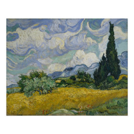 Póster Campo de trigo Van Gogh com ciprestes e arte famos