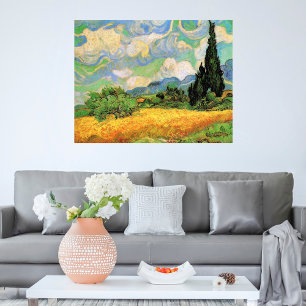 Poster Campo de trigo Van Gogh com ciprestes na Haute Gal