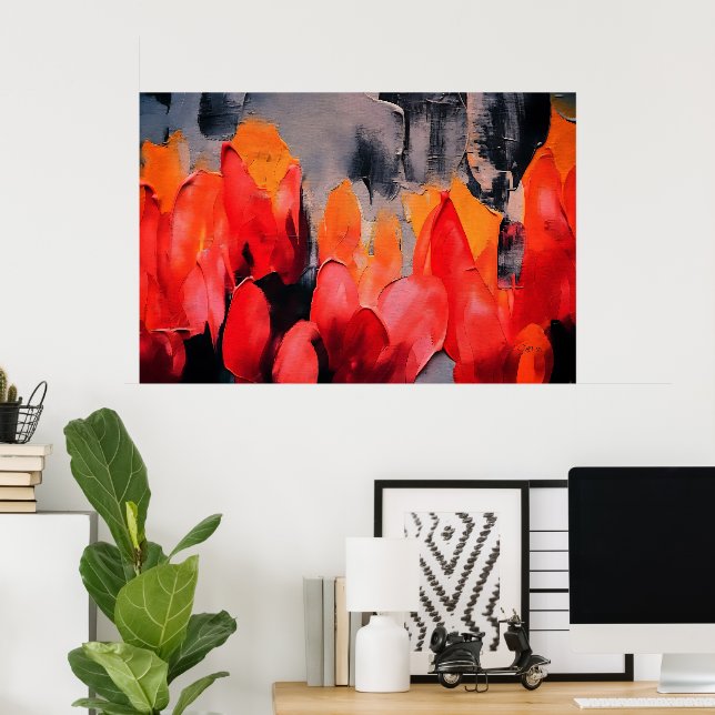 Poster Campo de Tulipas – Intensidade Floral Abstrata (Escritório em casa)
