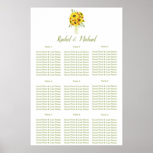 Poster Campo encantador Tema girassol Casamento (Frente)