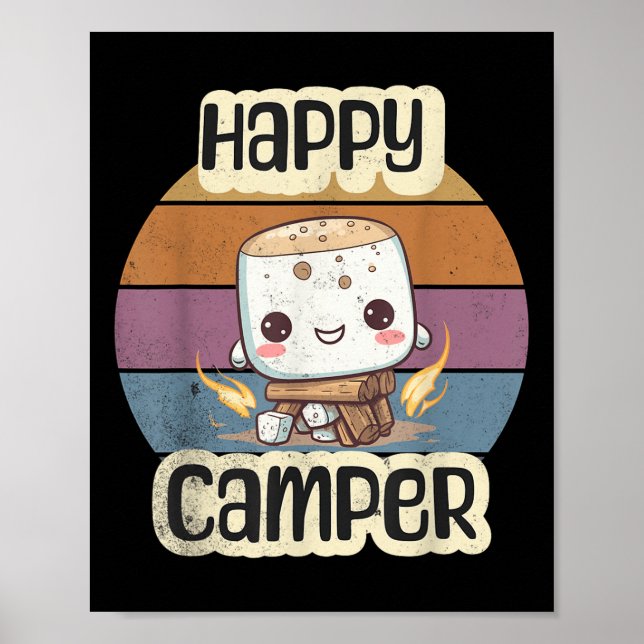 Poster Campo Feliz de Marshmallow Meninas Cute Camp (Frente)