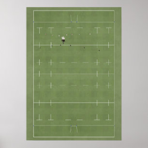 Poster Campo Ilustrado de Rugby de cima