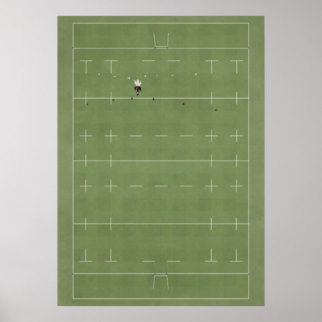 Poster Campo Ilustrado de Rugby de cima (Frente)