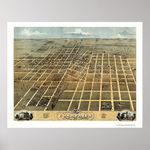 Póster Campo, mapa panorâmico do IL - 1869