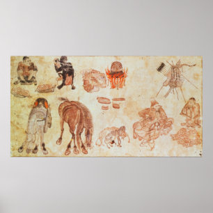 Póster Campo nômade mongol, século 15