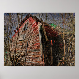Poster Campo Russo Vintage Red Barn Farmhouse