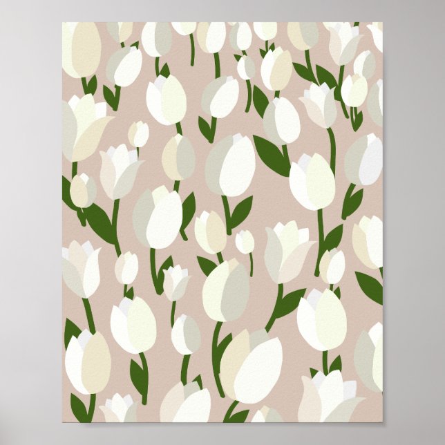 Poster Campo Tulip 02 bege E Branco (Frente)