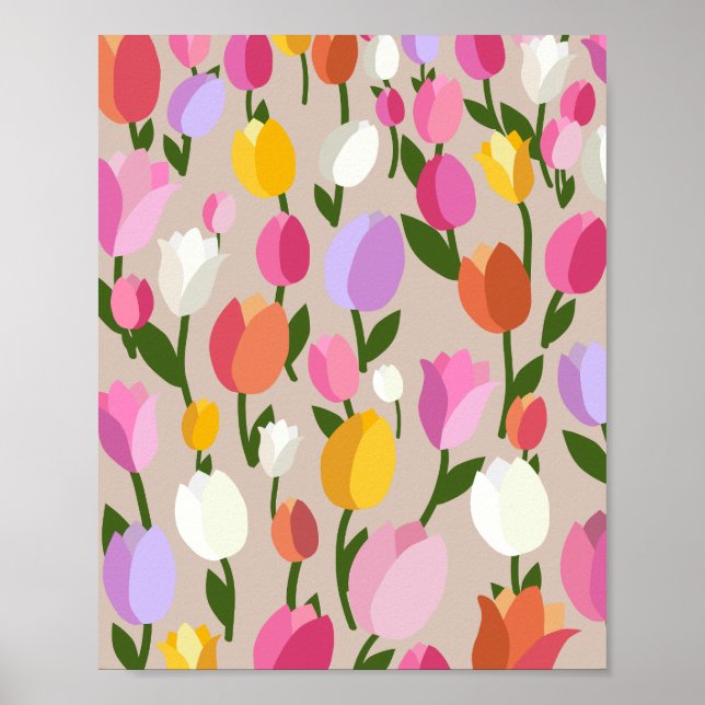 Poster Campo Tulip 03 Floral Colorido (Frente)