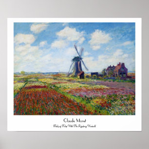 Poster Campos da tulipa com o moinho de vento Monet de